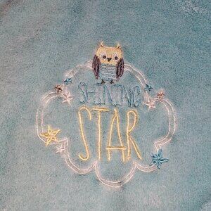 Just‎ Born Shining Star Owl Baby Blanket Aqua Blue Gray Yellow Security Lovey